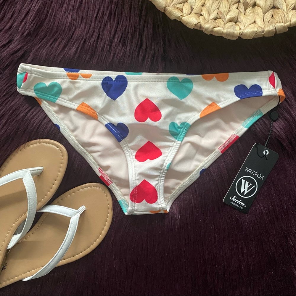 WILDFOX Multi Colored Heart Bikini Bottoms